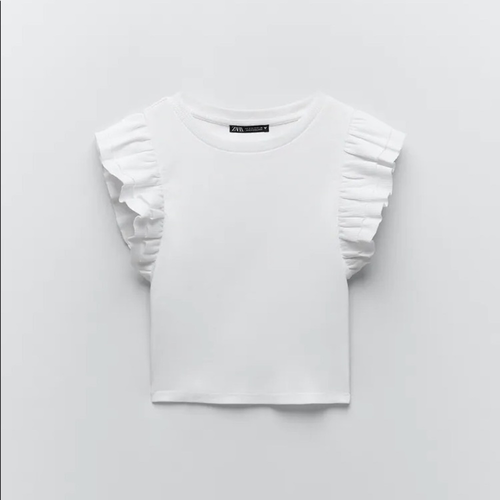 Zara Ruffled Top White